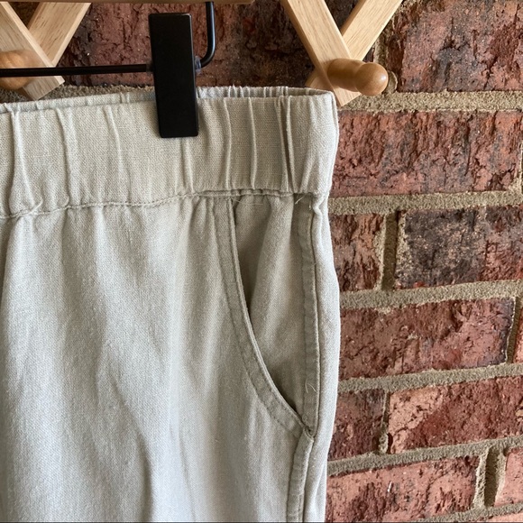 { JUST LIVING } Tan Khaki Pre Cuffed Straight Leg Linen Pants - Picture 3 of 9